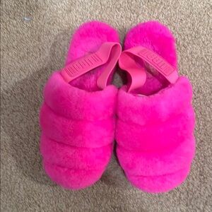 UGG Pink Fluffy Slippers